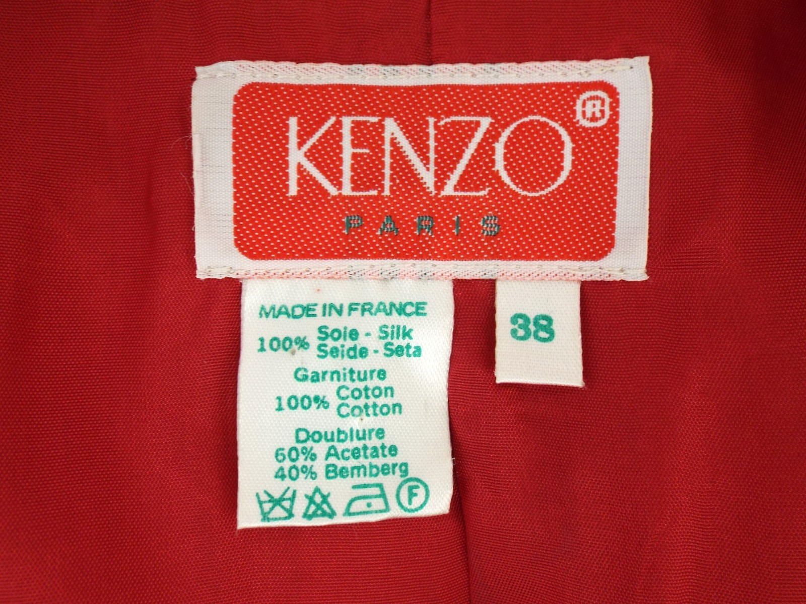Vintage 1980s KENZO Red Silk Suit Cropped Blazer Jacket & Pleated Pants 38 Small