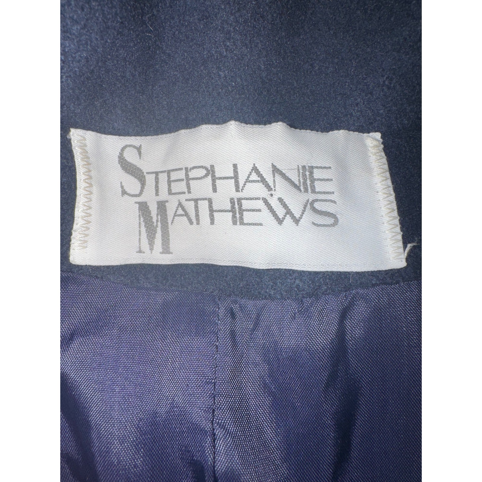 Stephanie Mathews Wool Coat Women Navy Blue Vintage Made in Argentina Size 10