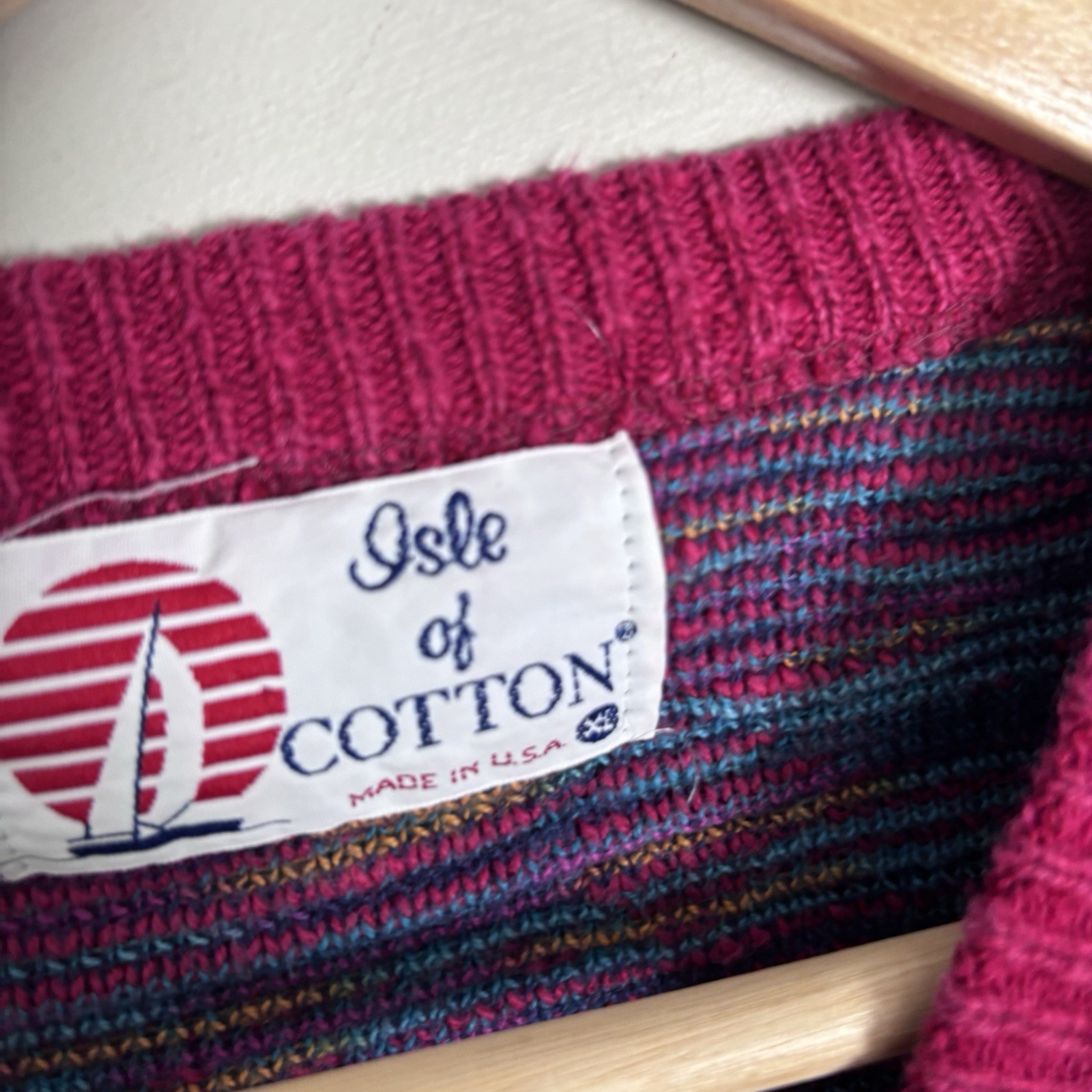 VTG 80s 90s Isle of Cotton Southwest Style Crewneck Sweater-Women’s XL-Hot Pink