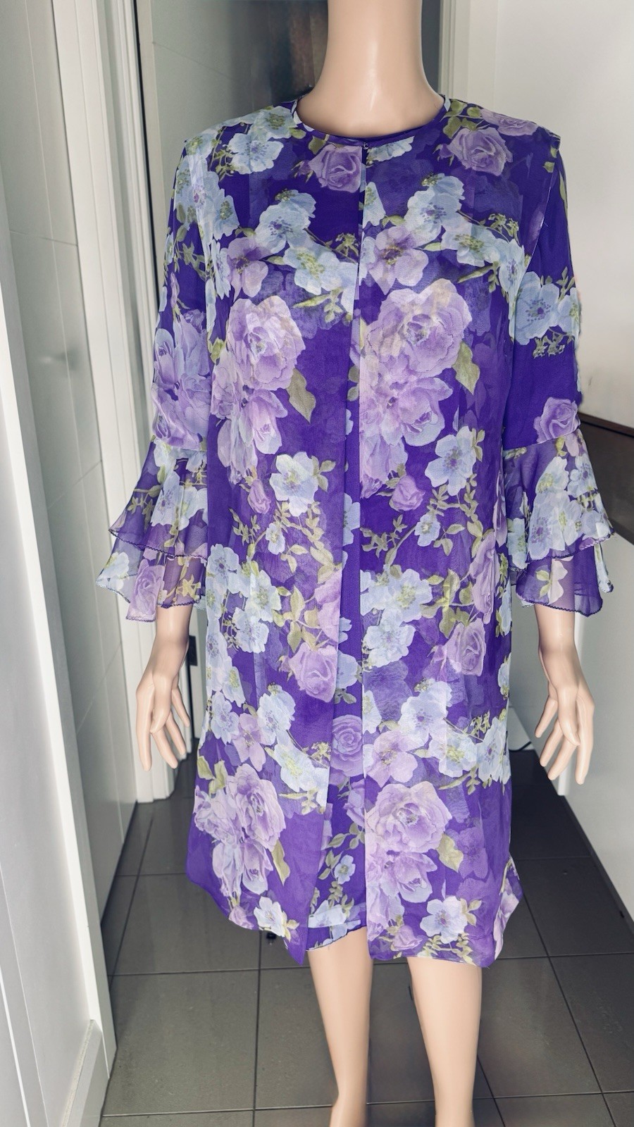 Vintage Dress Vintage Duval of Melbourne Floral Chiffon Dress – Size 14 (AU)