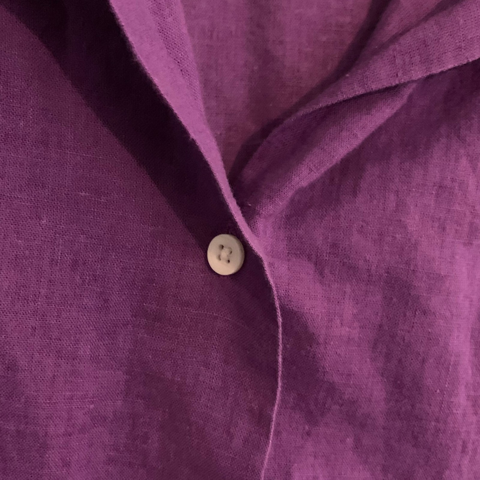 VTG 80s Lands End Purple Short Sleeve Button Down Shirt Size 12 Cotton Blend