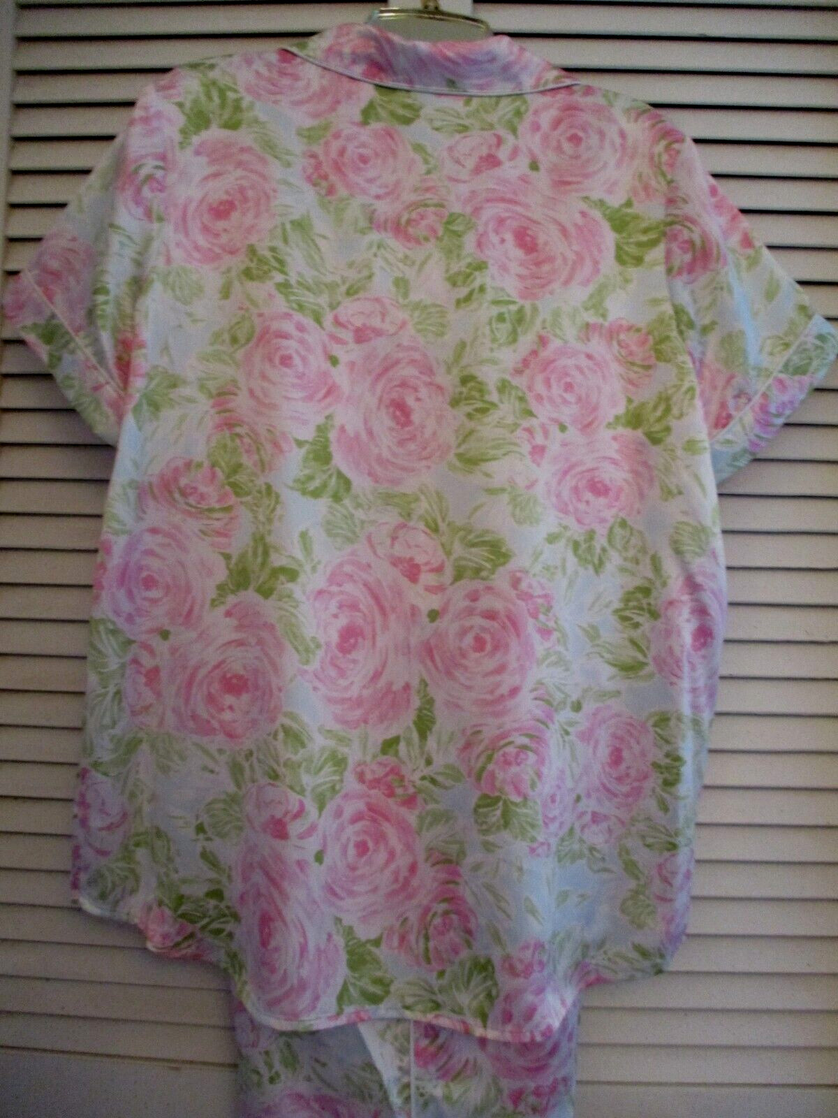 CABERNET 2PC PJ SET SHORT SLVE CROPPED PANTS SILKY SATIN PINK ROSE POLY XL NEW