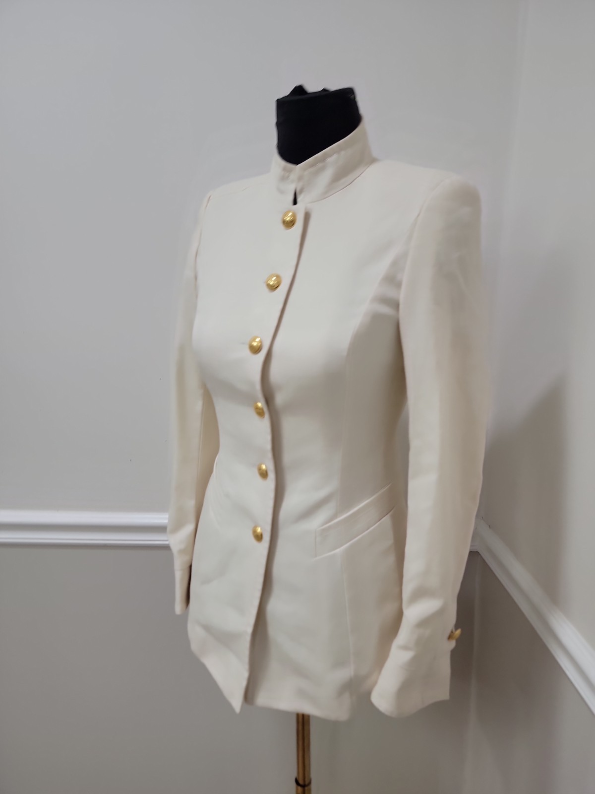 VTG Escada Margaretha Ley Ivory 100% New Wool Old Money Equestrian Blazer EU 34