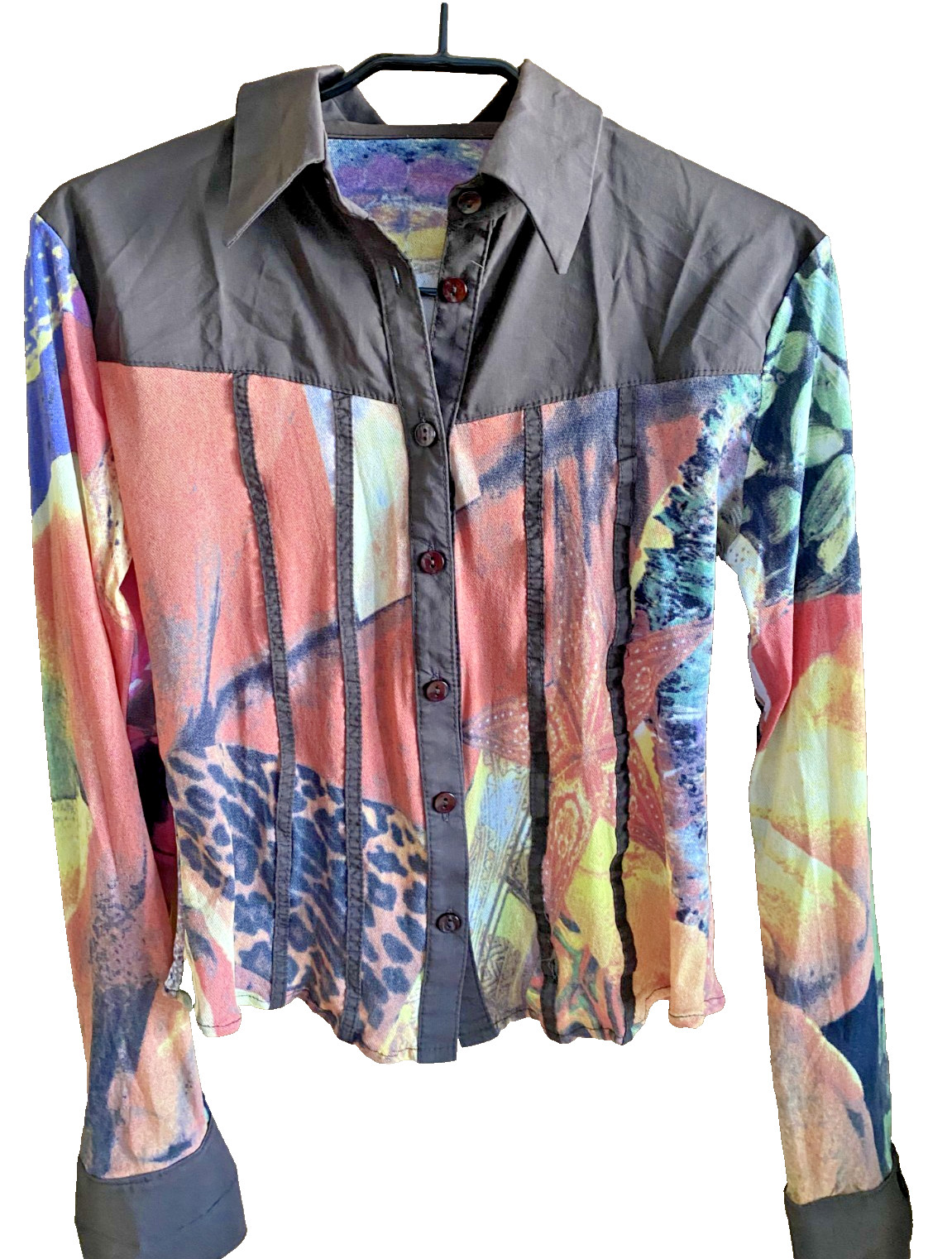 Vintage 2000s Y2K Made in Italy Colourful Graphic Print Blouse (M)