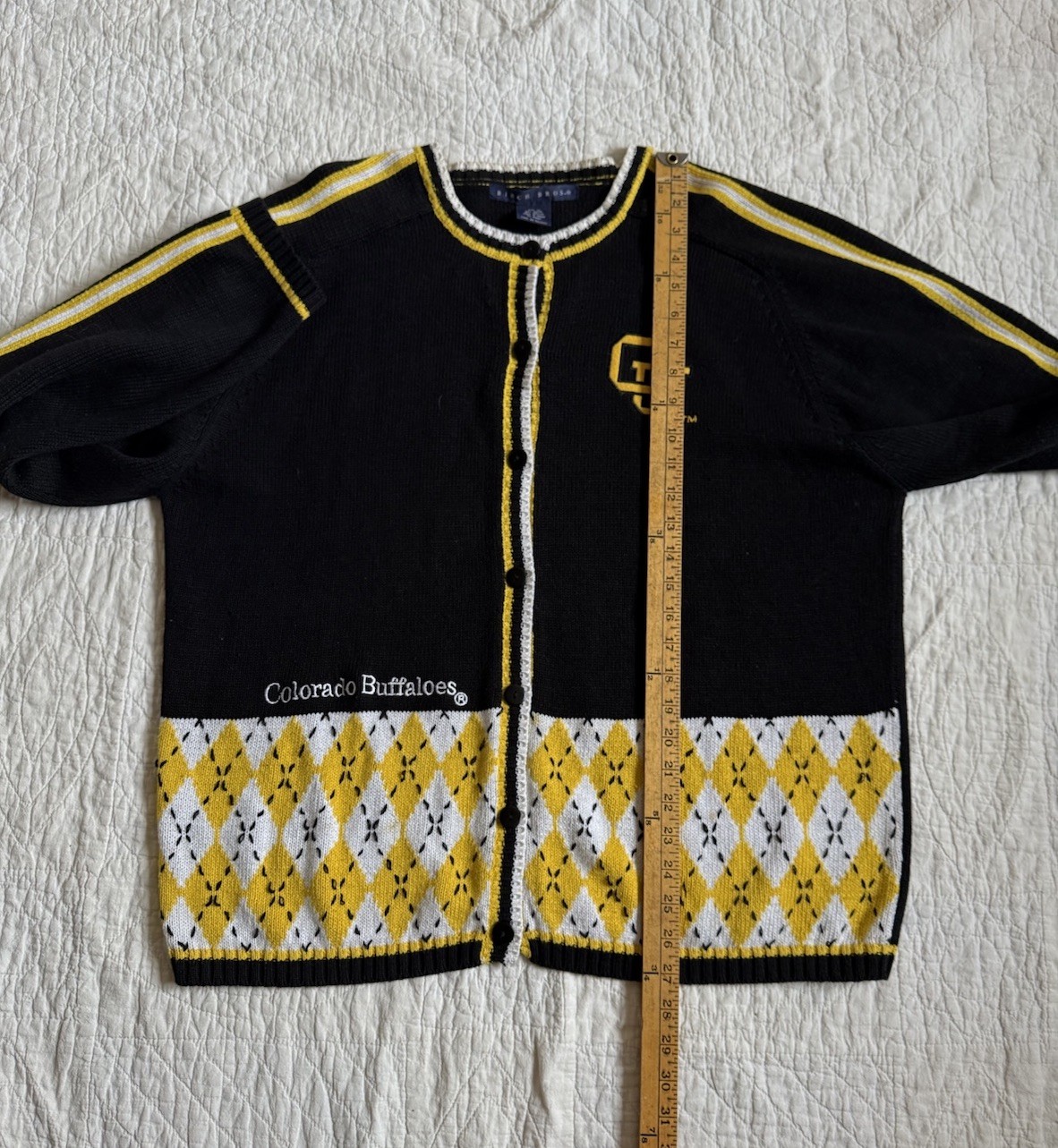 Vintage Birch Bros University Of Colorado Cardigan Sweater Knit Embroidered XL