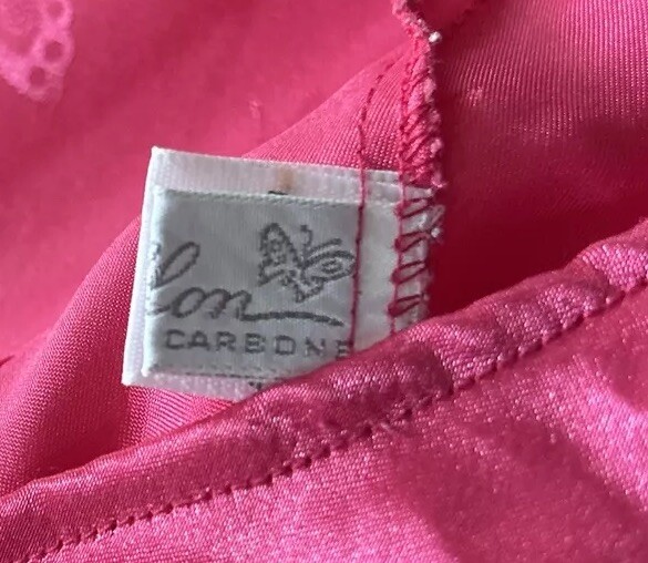 Vtg Second Skin Slippery SATIN SLIP Shiny Pink Butterfly Papillon Size M