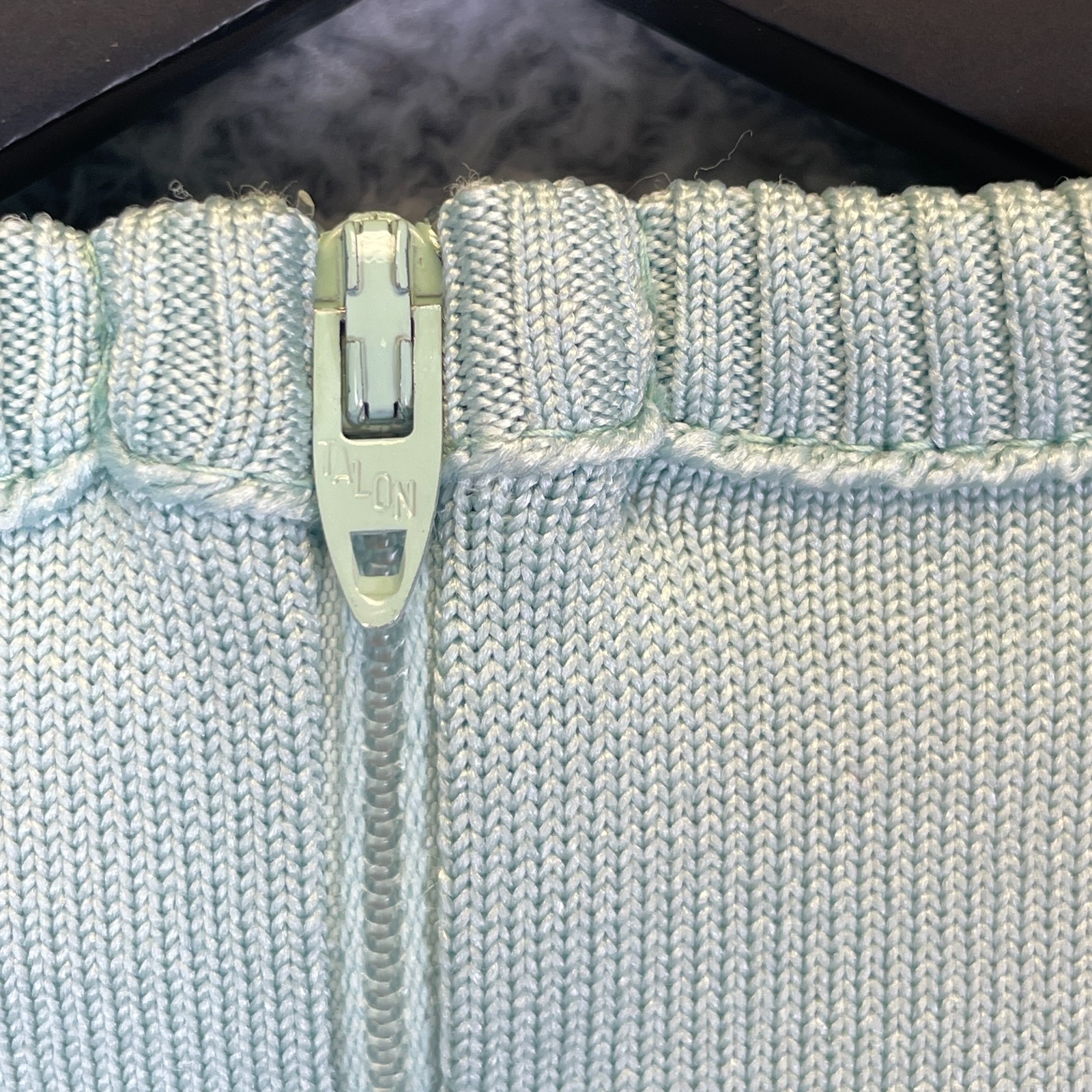 Vintage 1970s Givenchy Sport Designer Aqua Striped Sweater Top Size 36 Talon Zip