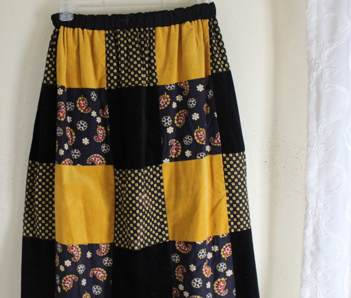 MR.HANK Vintage 1970s Patchwork Boutique Long Boho Hippie Skirt Sz S M L Funky