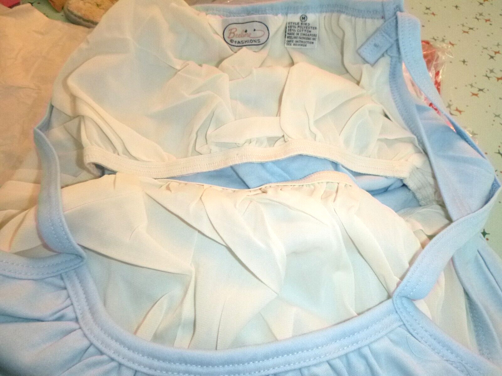 NOS Vtg 80s Beeline Fashions T shirt Spaghetti Strap Top W/ Lining WHITE Sz M