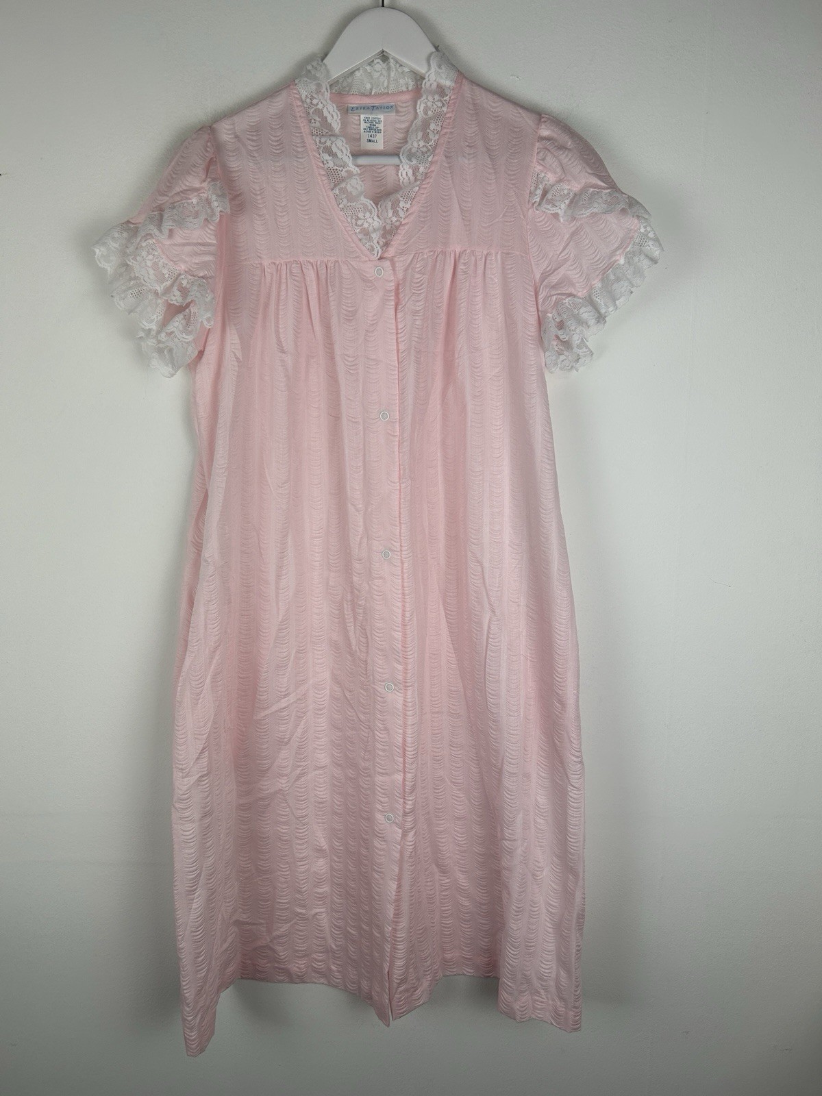 Erika Taylor Vintage Nightgown Robe Lingerie Dress Pink Lace Womens Small S