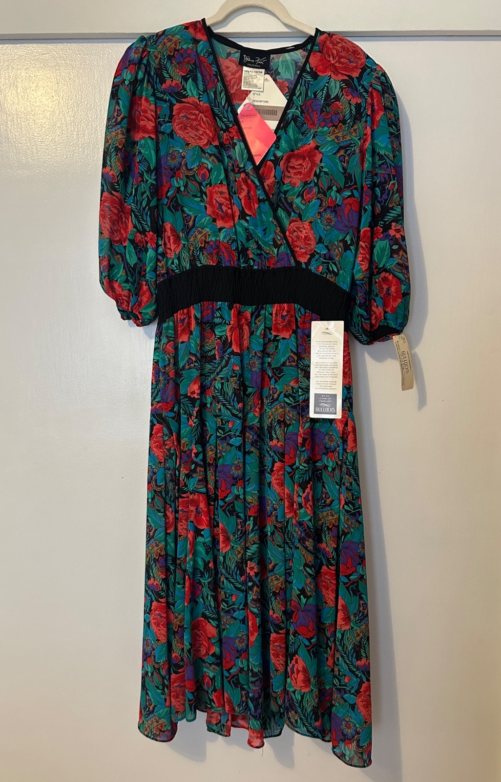 NWT NEW Diane Freis Vintage Floral Signature Dress Bullocks