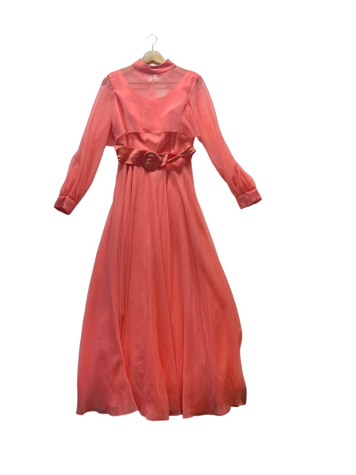 CORAL 70s MAXI GOWN DRESS See Measurements. Vintage