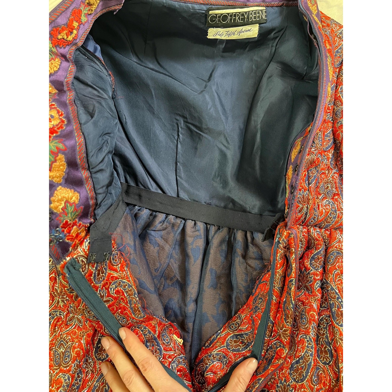 1969 Dress / 60s Geoffrey Beene Documented Metallic Brocade Dress / Extra Small