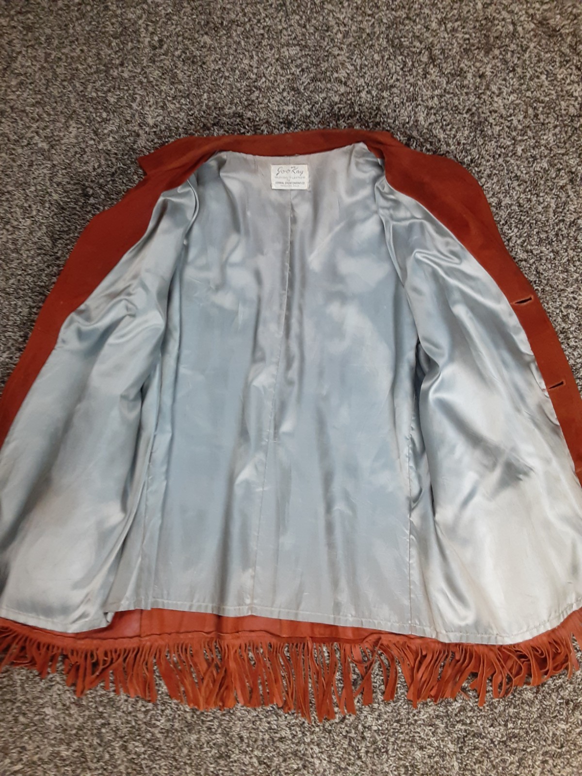 Vintage 60s Jo-O-Kay Corral Du Pont Fringe Burnt Orange Suede Western Jacket