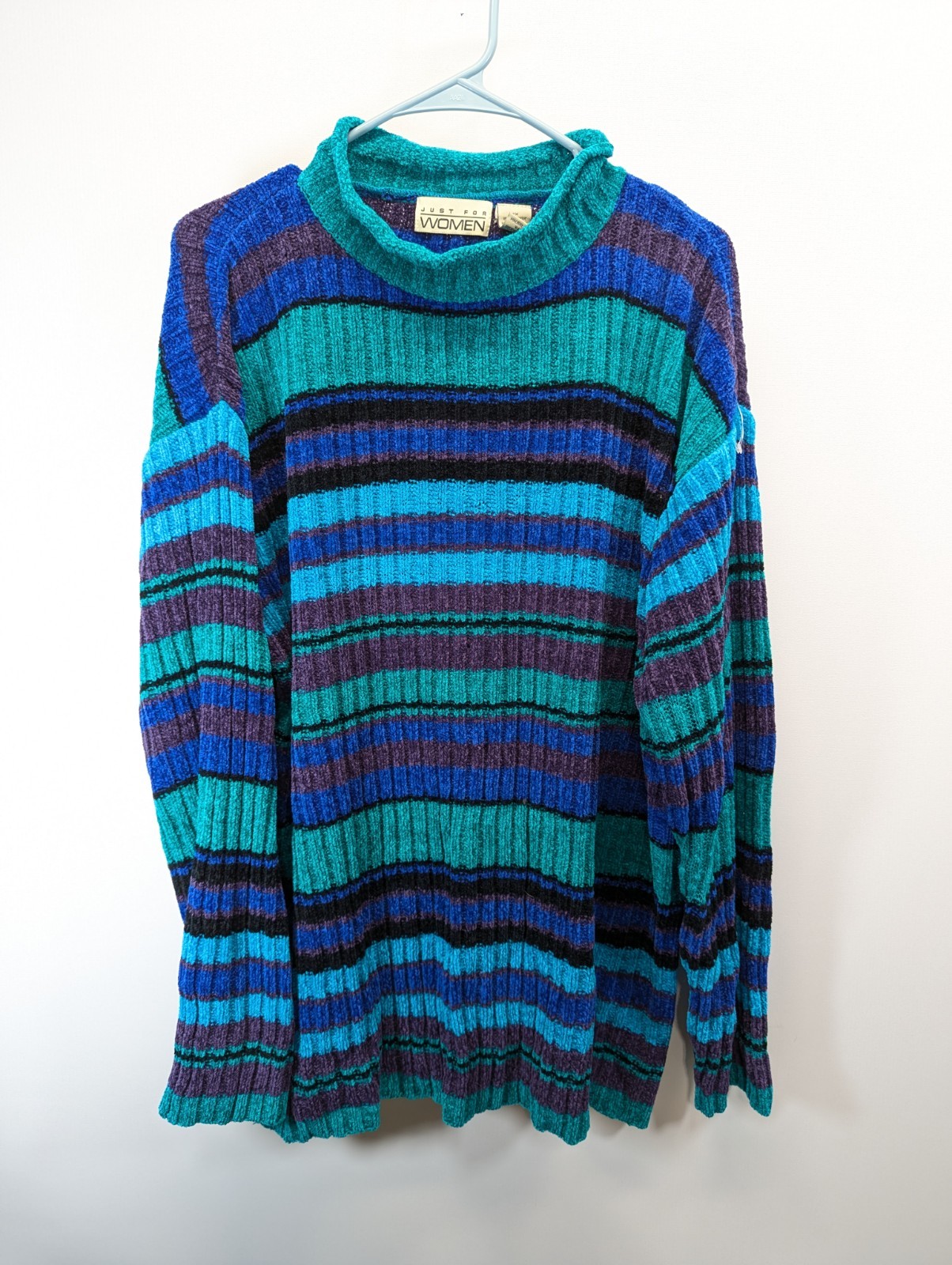 Just for women Vintage Green Blue Stripes Plus size sweater 2X Pullover
