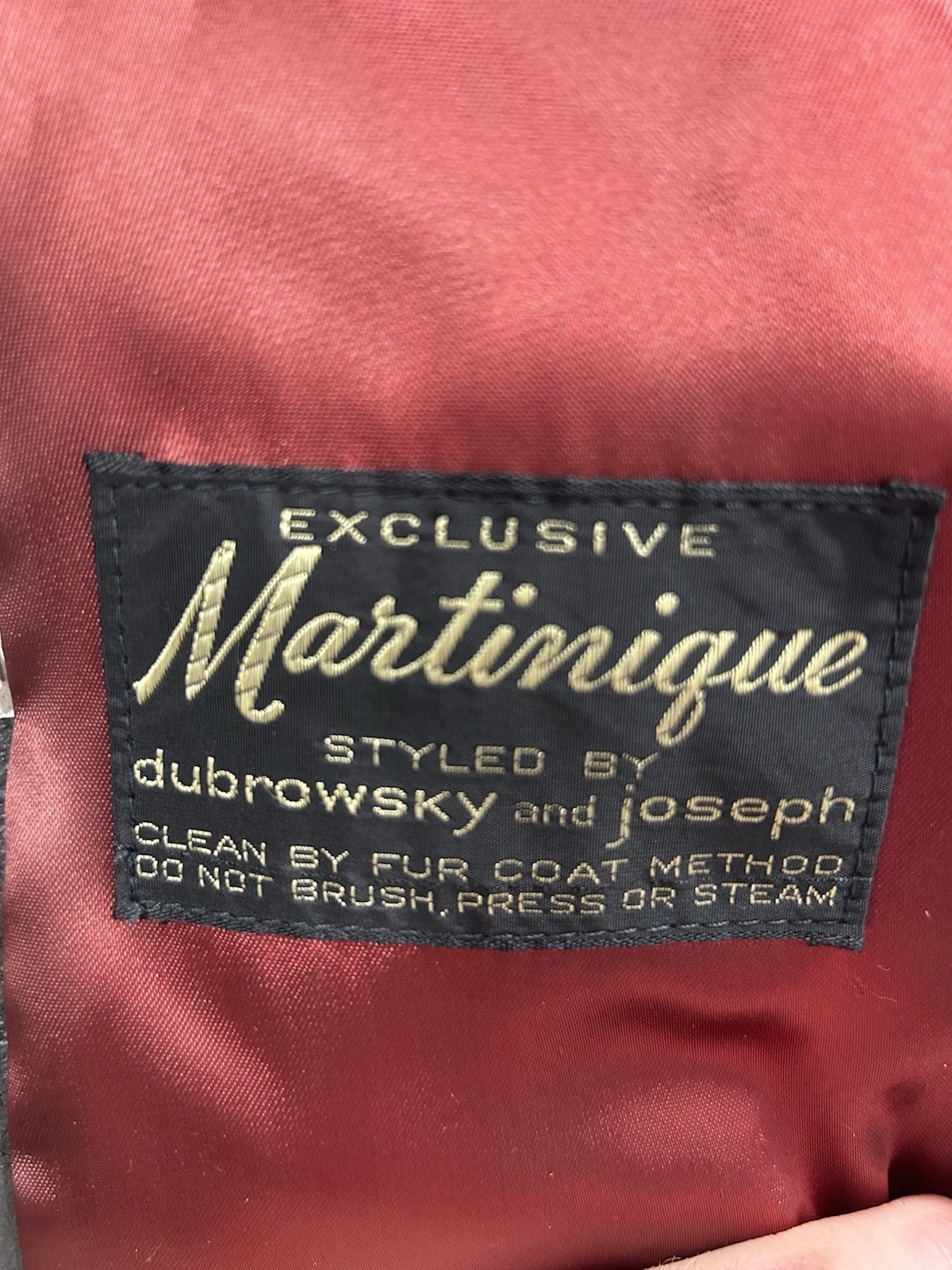 Martinique Brown Fur Coat with Red Lining, Vintage Women’s Regular Size