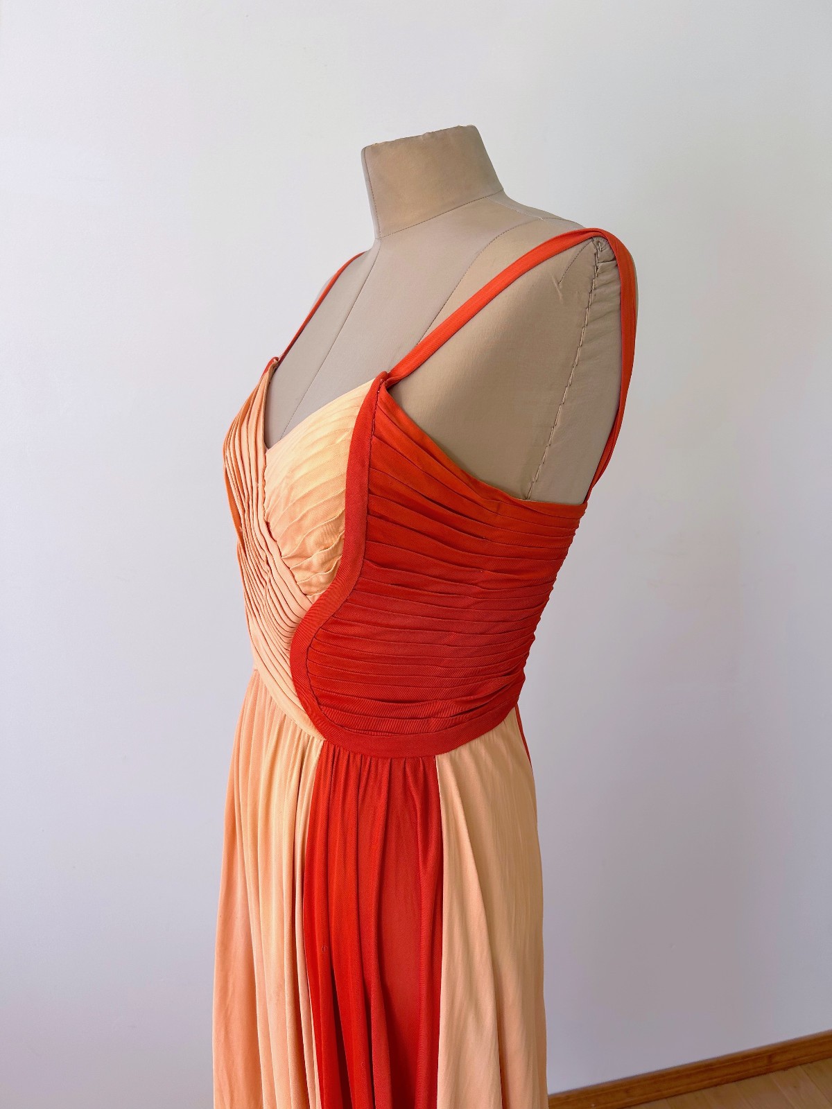 Vintage Betsey Johnson Hollywood Glamour Gown Sample 1980s 90s Color Block As Is