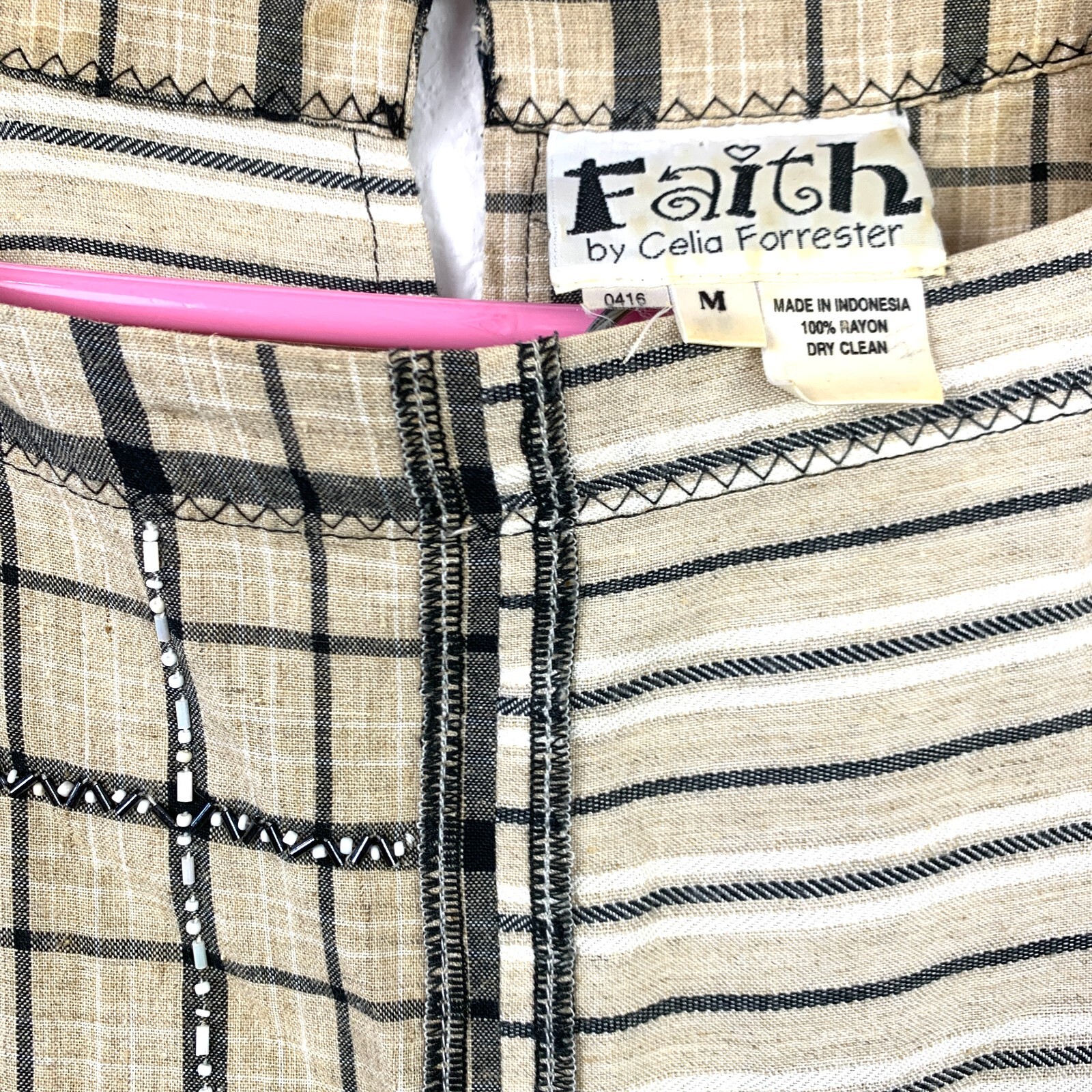 Vintage Faith by Celia Forrester Boho Lagenlook Bead Shirt Skirt Outfit Medium