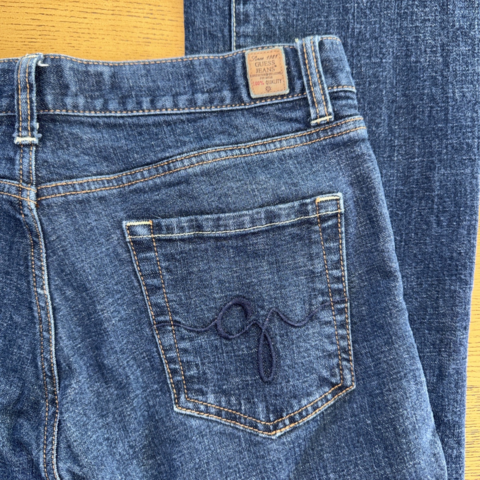 TRUE Vintage Y2K Guess Jeans Super Low Rise Flare 30 X 31 Dark Wash Stretch EUC