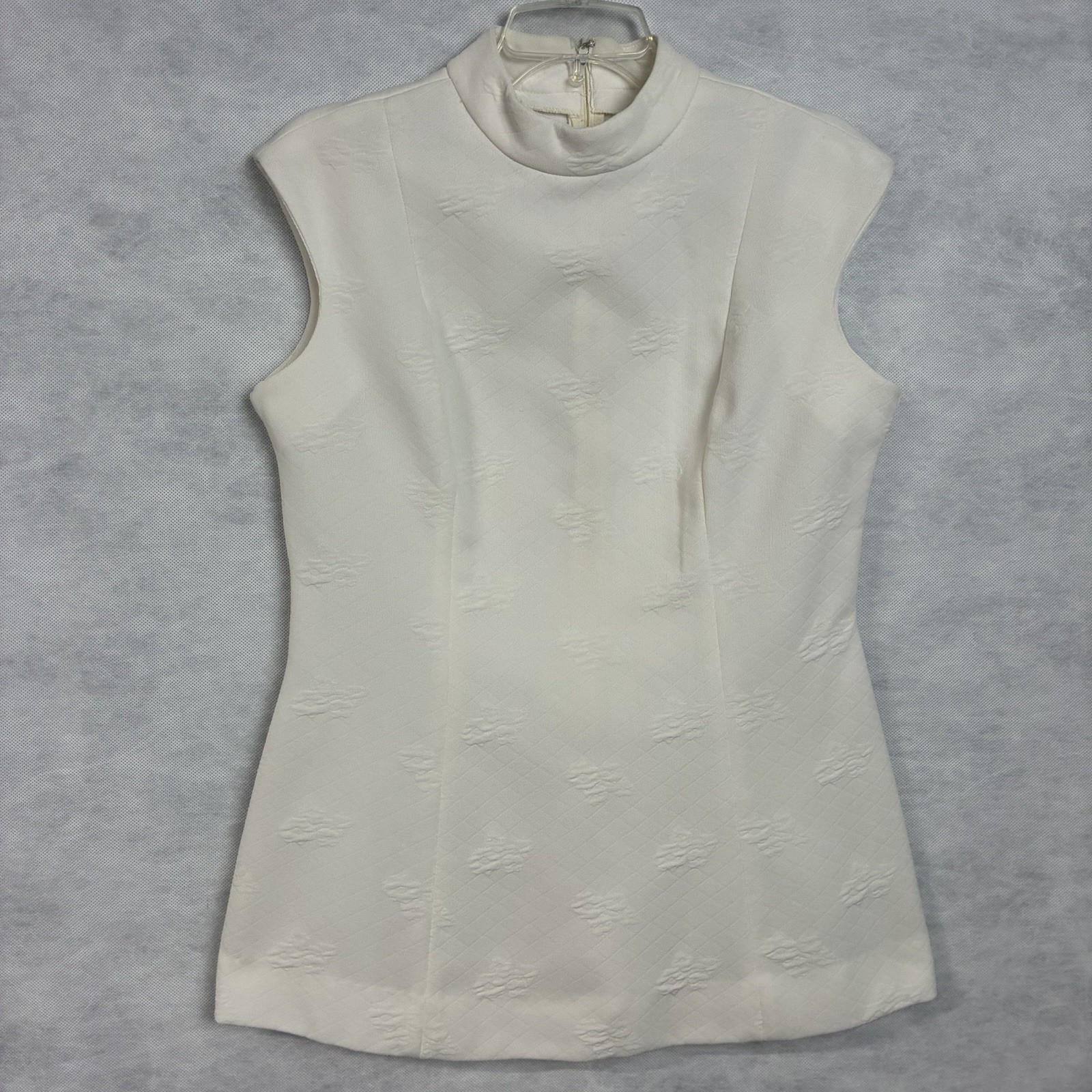 Vtg 60s 70s Bleeker Street Women Pant Set Sz 16 M/L White Textured Wide Leg Mod