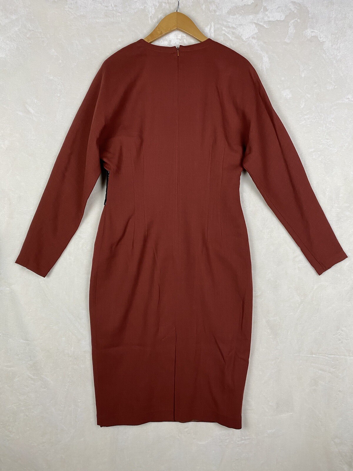 Vintage Caroma Andree Devlin Dress Womens 10 Maroon 100% Pure Wool Career Office