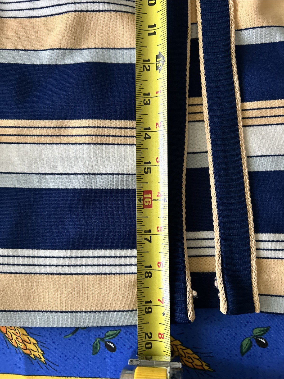 Vtg Lady Carol of New York 2 Pc Navy Knit Dress With Belt & Open Striped Jacket