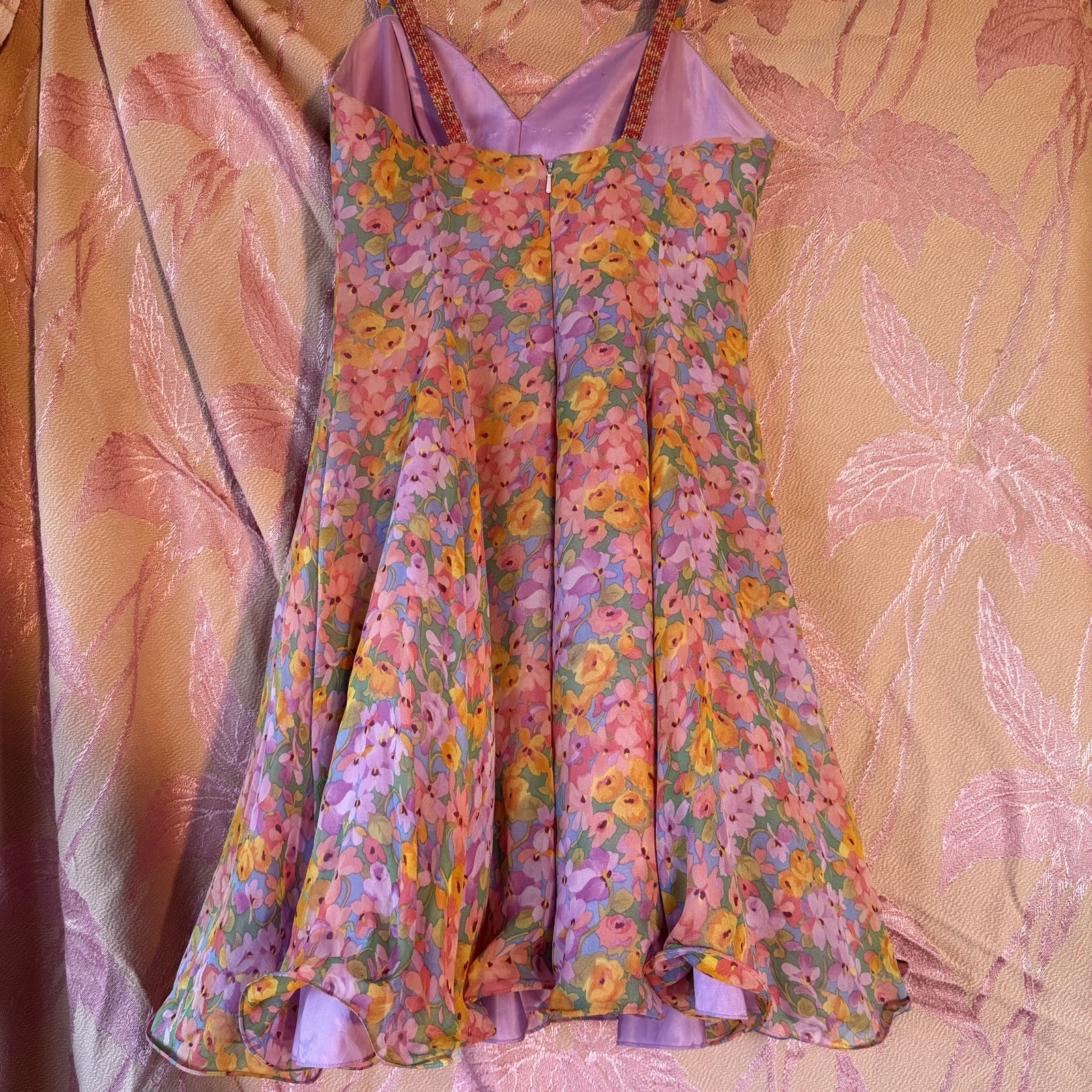 Niteline Della Roufogali Silk Dress Vintage, Beaded, Size S