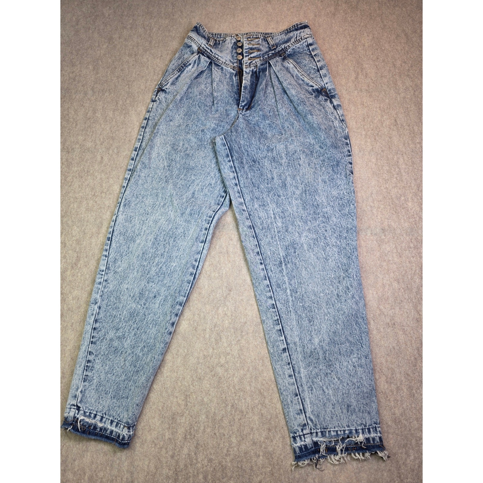 VTG 80s Jordache Studio Acid Wash Jeans High Waisted Pleated Yoke Waist Mom.