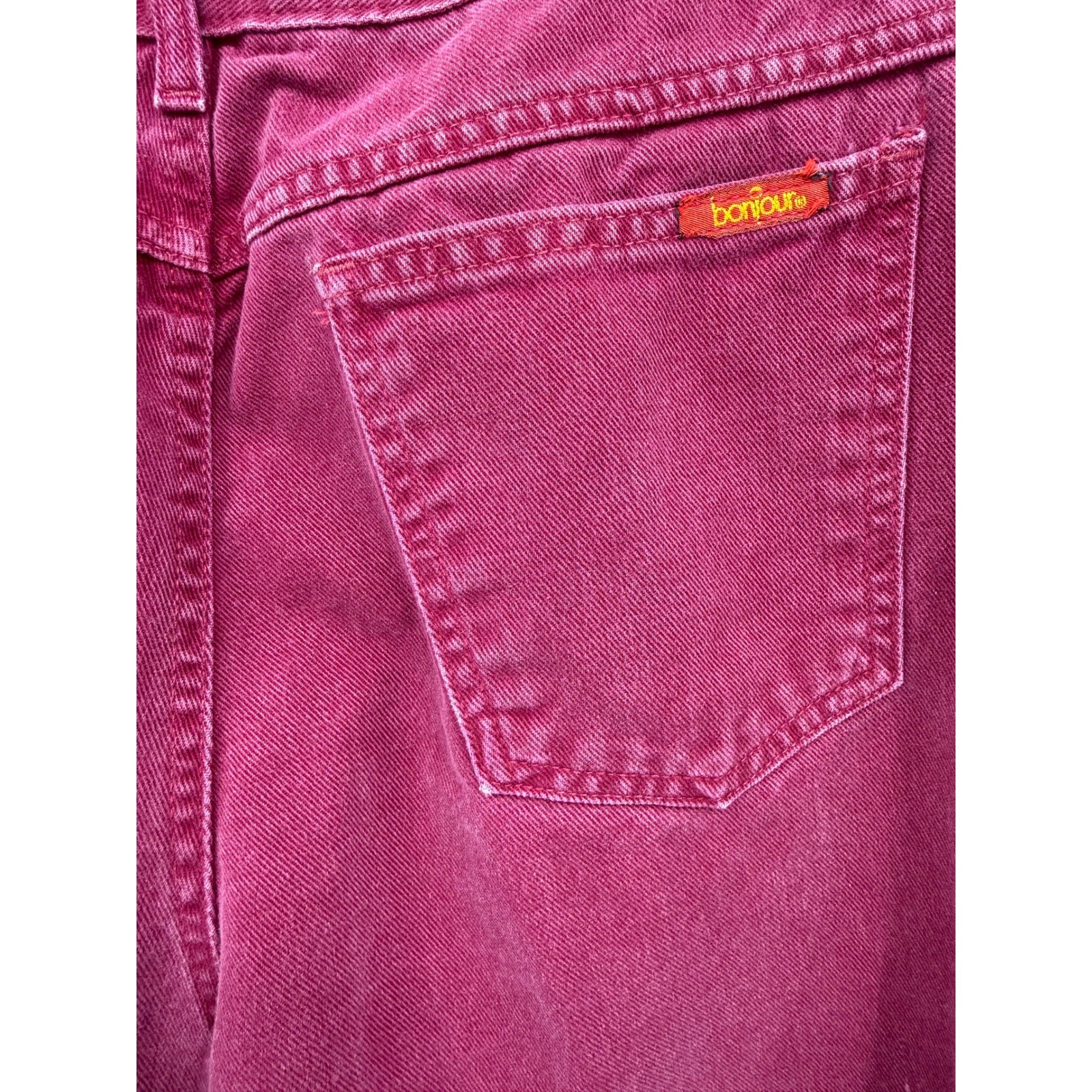 Bonjour Jeans Pants Women 12 Burgundy High Rise Tapered Leg Vintage 90s Denim