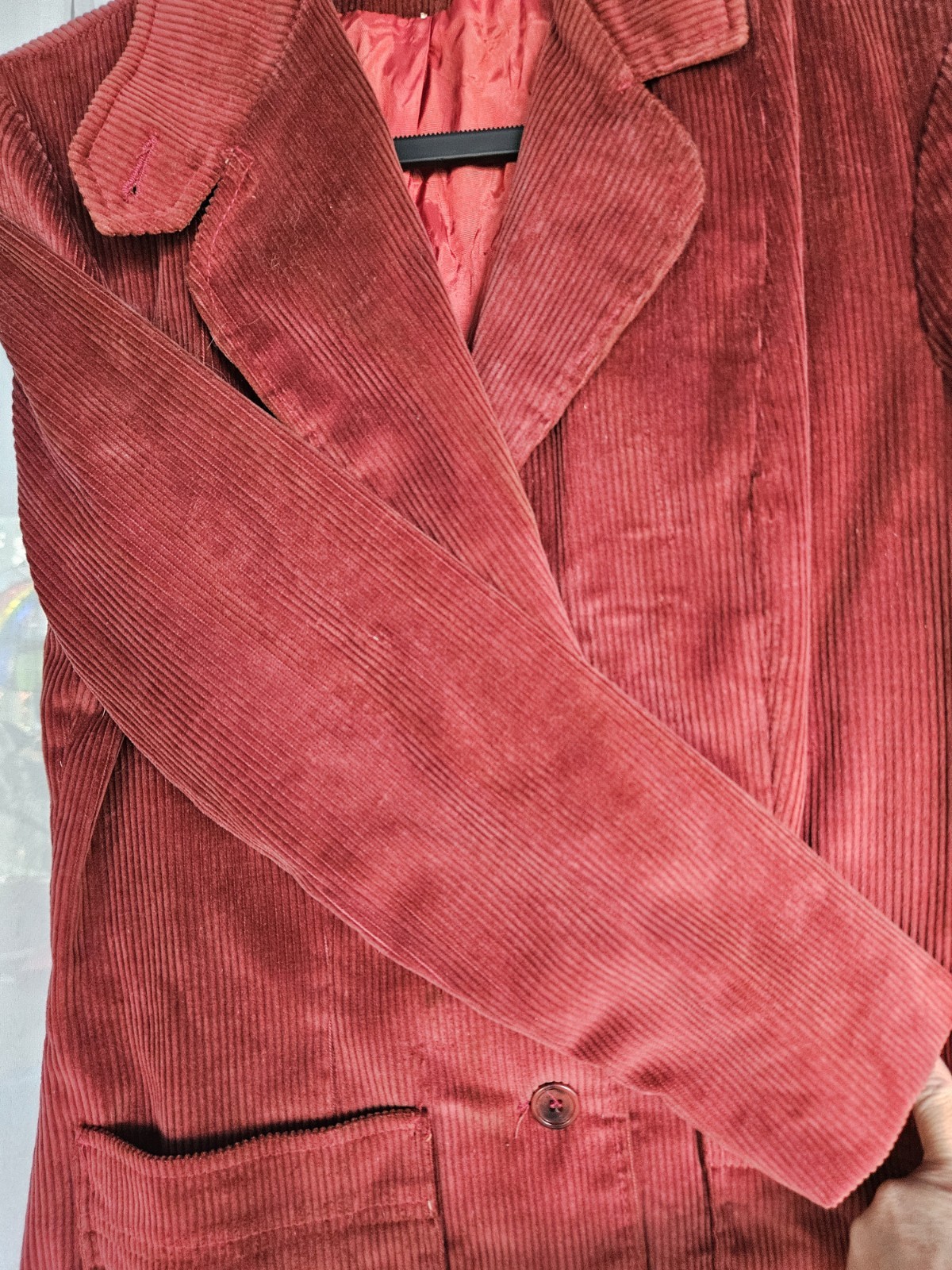 Vintage Burgundy Red Corduroy Jacket Blazer Two Button Front Dark Academia S-M