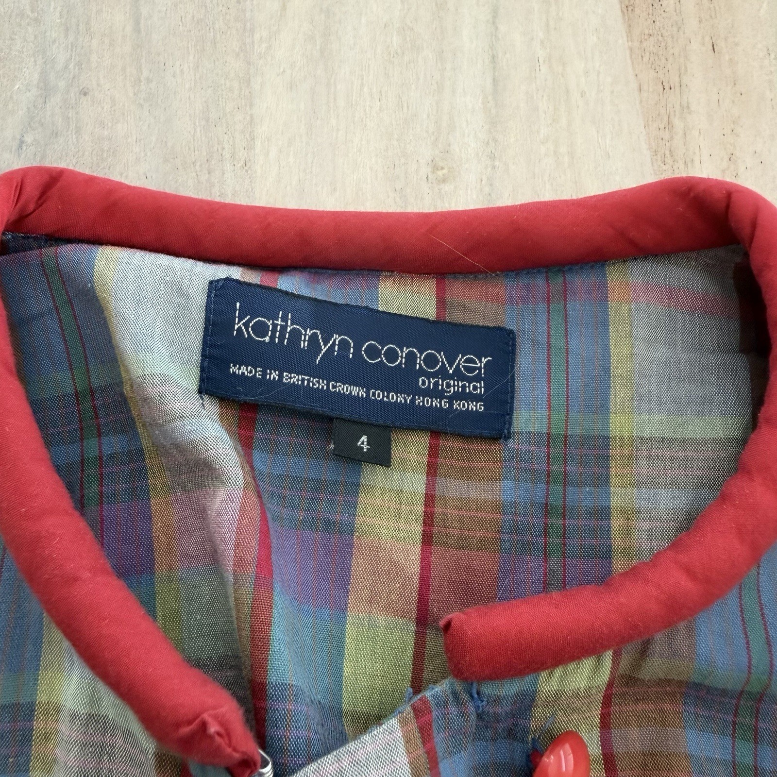 Vintage Katherine Conover Plaid Button Front Prairie Dress Long Sleeve Size 4