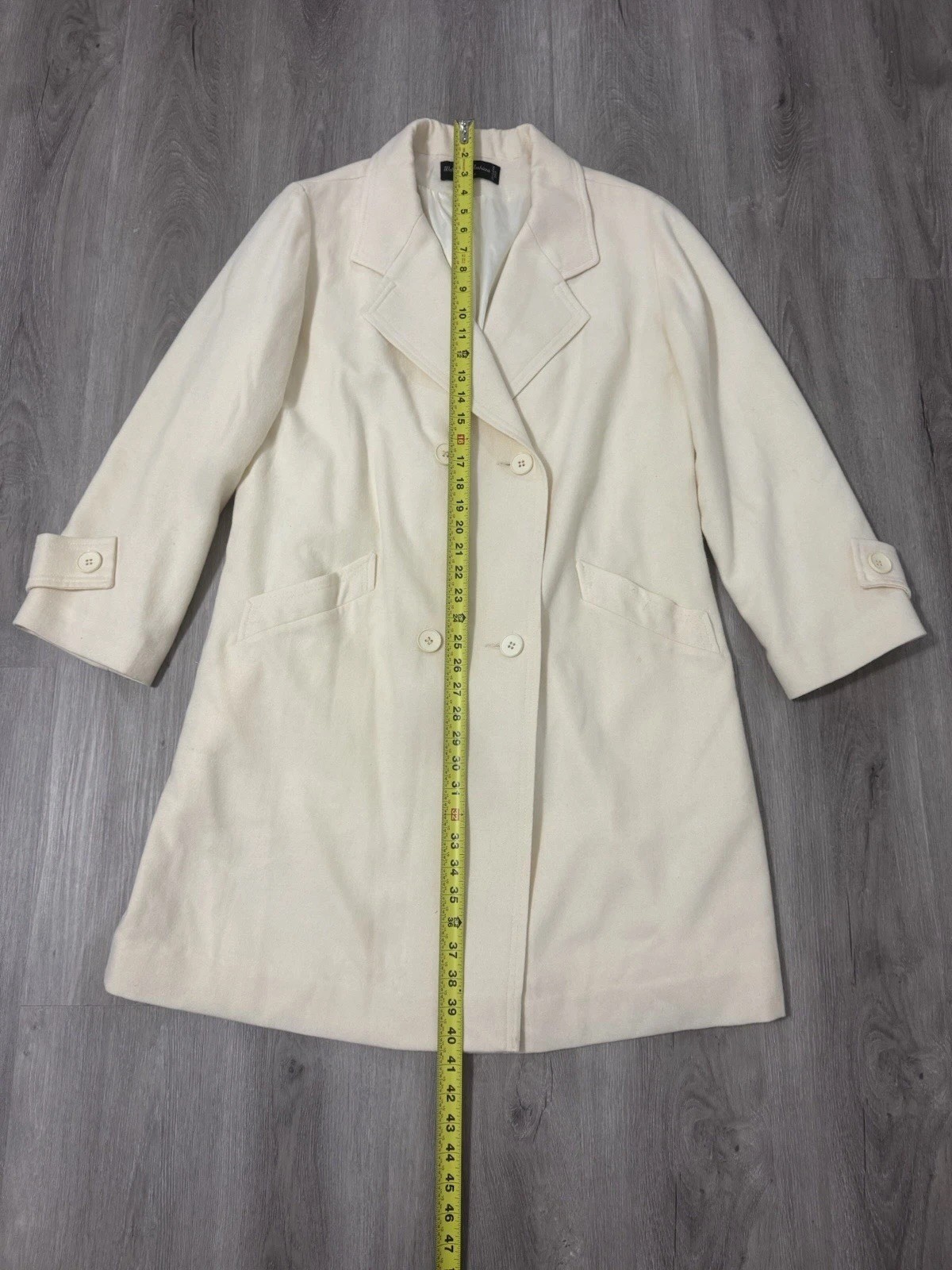 Wellington Fashions 100% Pure Merino Wool Vintage Ivory Women’s Coat USA Made
