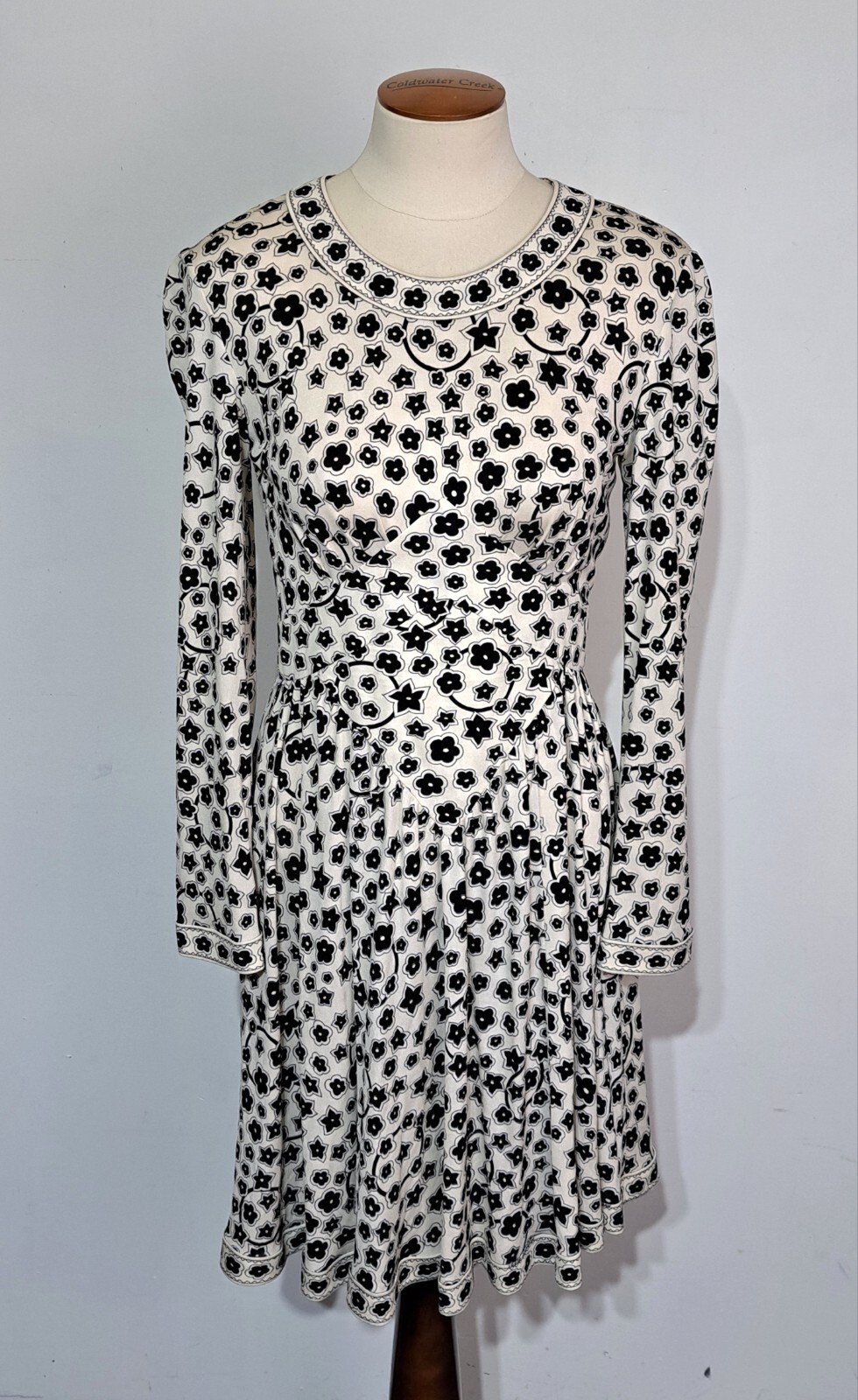Vintage 1970s Averardo Bessi Silk Jersey Fitted Dress SZ S 34 Graphic Floral