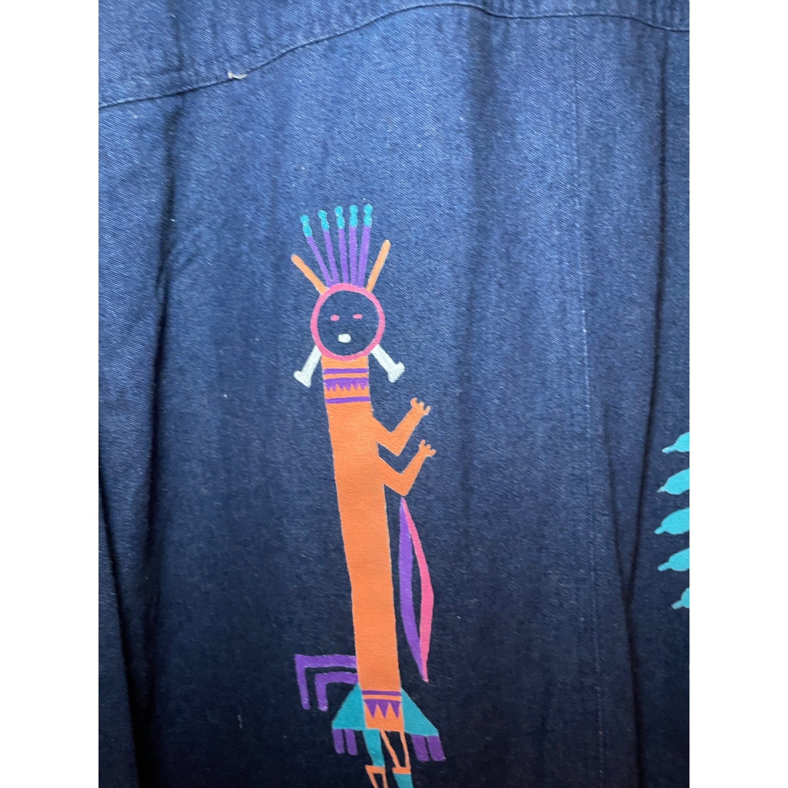 Vintage Art to Wear Kokopelli Native Inspired Eclectic Overshirt Statement Piece