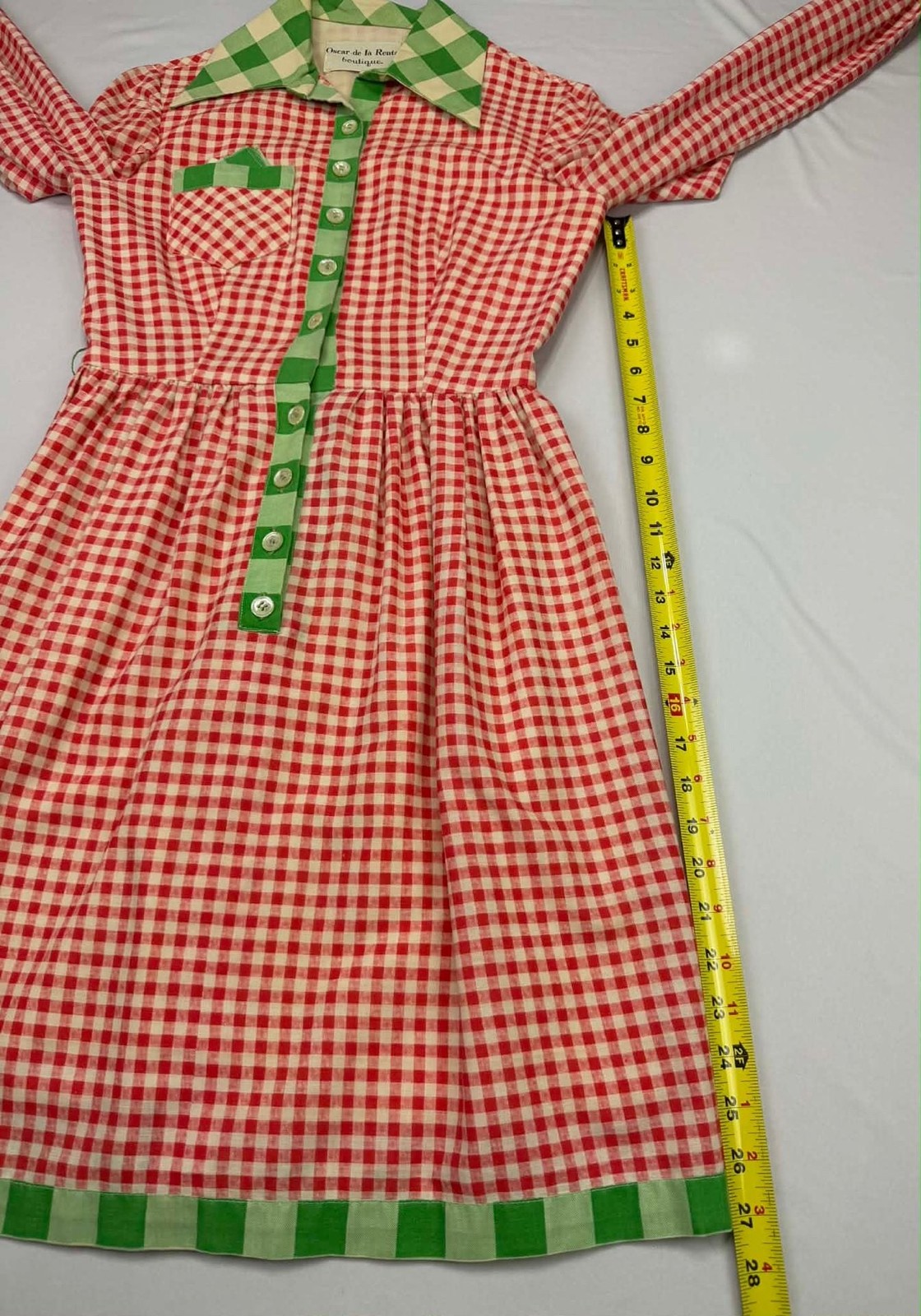 Vintage Oscar de la Renta Boutique Joseph Magnin Gingham Shirt Dress