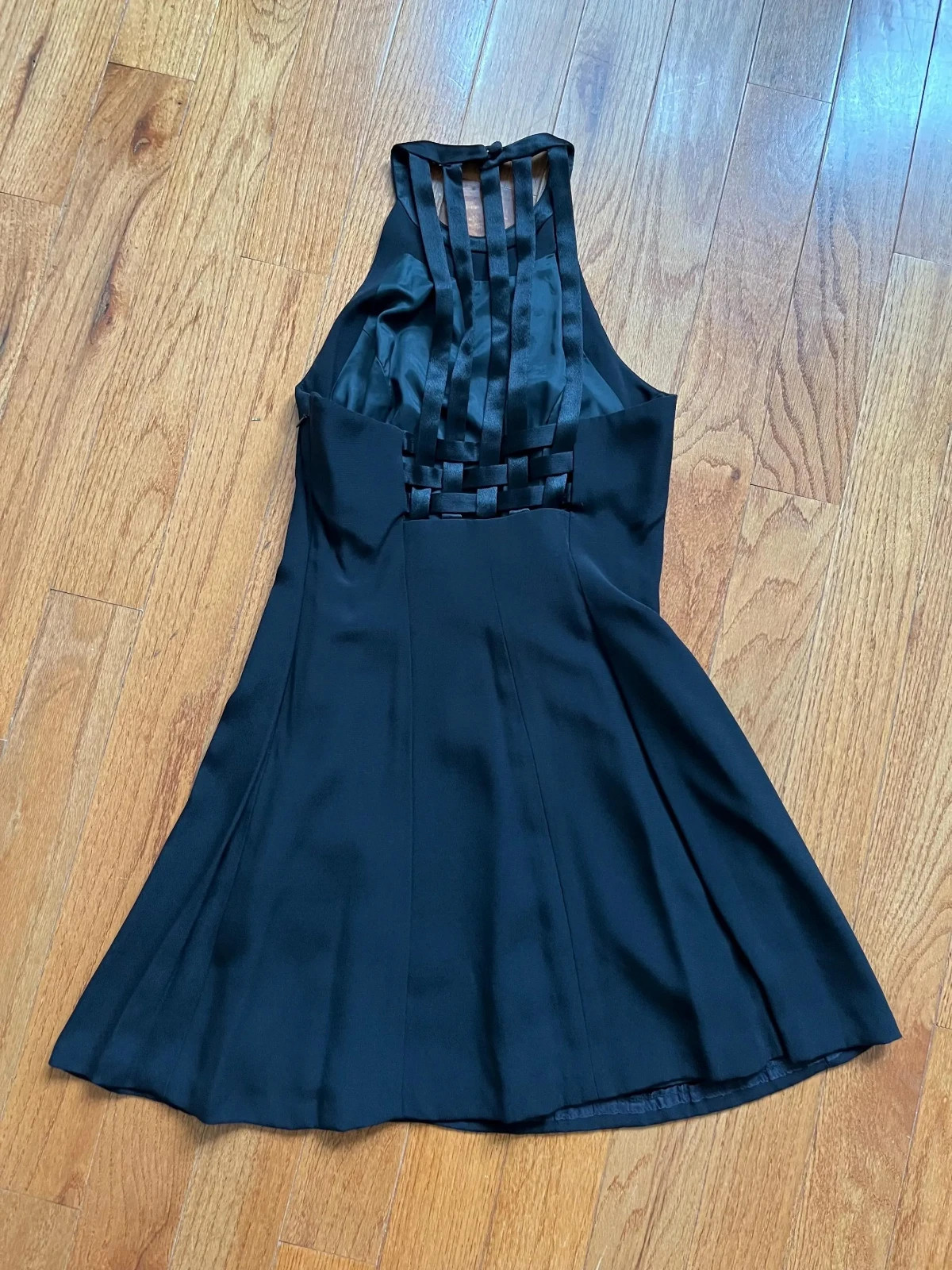 Vtg 80s/90s Strappy Back Black Mini Dress by Donna Ricco