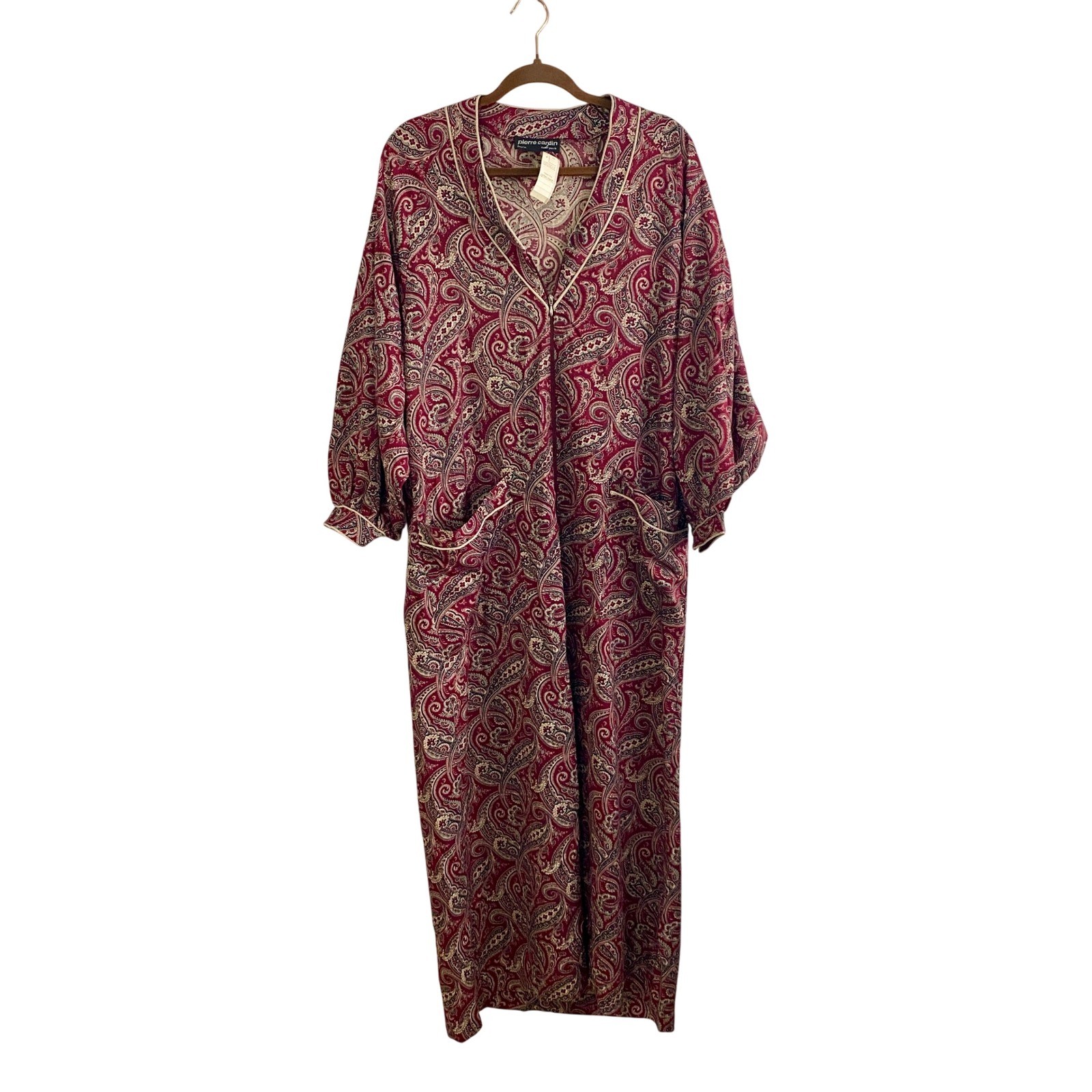 Vintage Pierre Cardin NWT Paisley Zip Maxi Robe Caftan Jordan Marsh Large