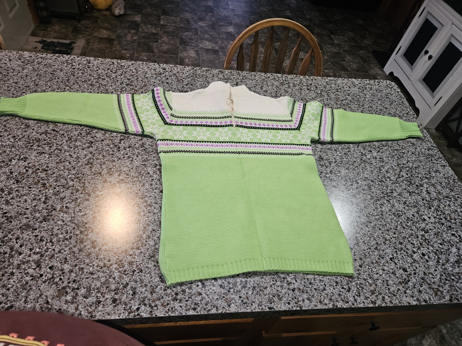 Vtg Arctic Cat Knit Sweater W Zipper M/38 White An Purple Green Blk Stripe Women