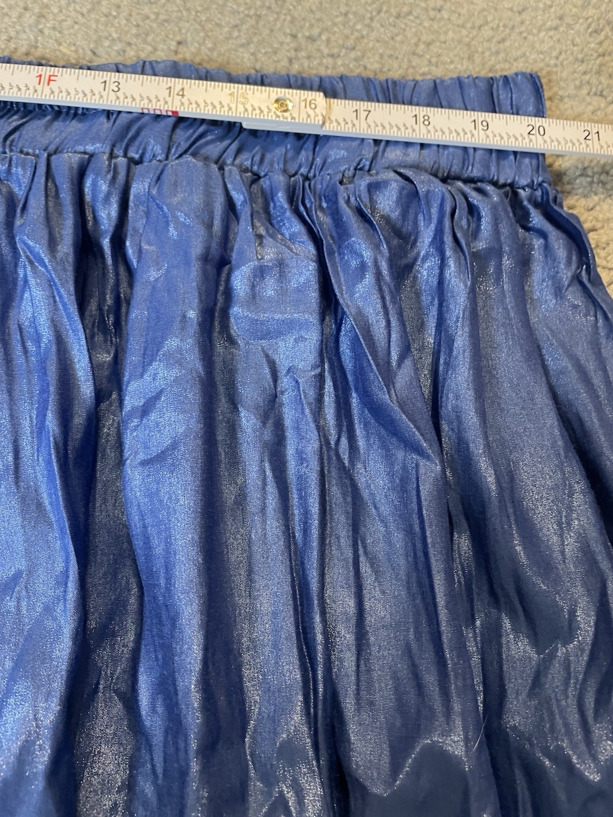 Vintage 70s Palazzo Pants Super Plus Womans 32 Blue Crinkly Wide Leg Blue Party