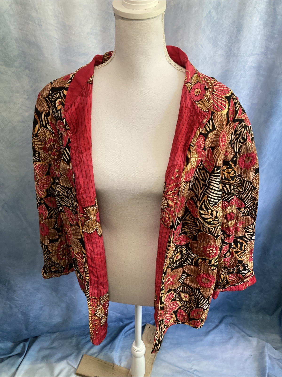Vtg 90s Y2K Alfred Dunner Quilted Jacket Boho Floral Lightweight Plus 18W Pink