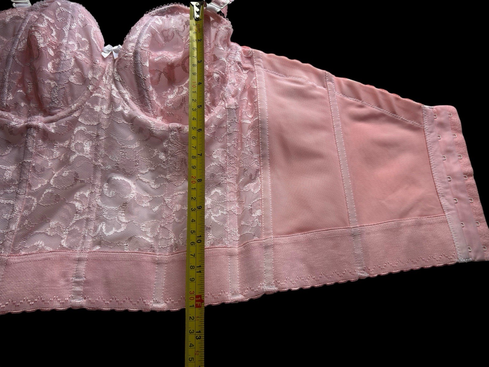 Vintage Corset Bustier Pink Lingerie Bra Crop Top Romantic Coquette Lace 36B Bra