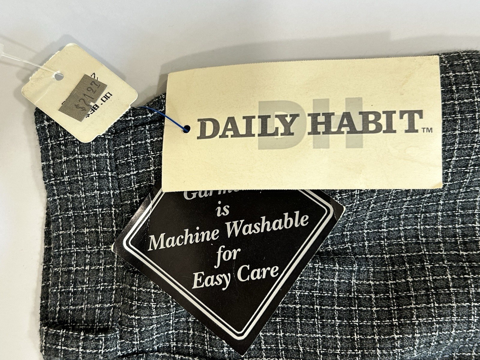 NOS VTG Grey Plaid Check High Waist Baggy Pleats Annie Hall Keaton Pants 28×28.5