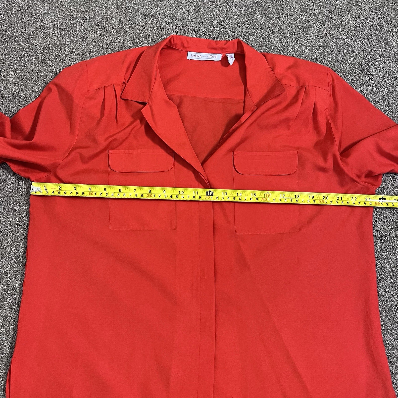 80s Vintage Button Up Top Red 1980s Dopamine Bright Preppy Shoulder Pads M L XL