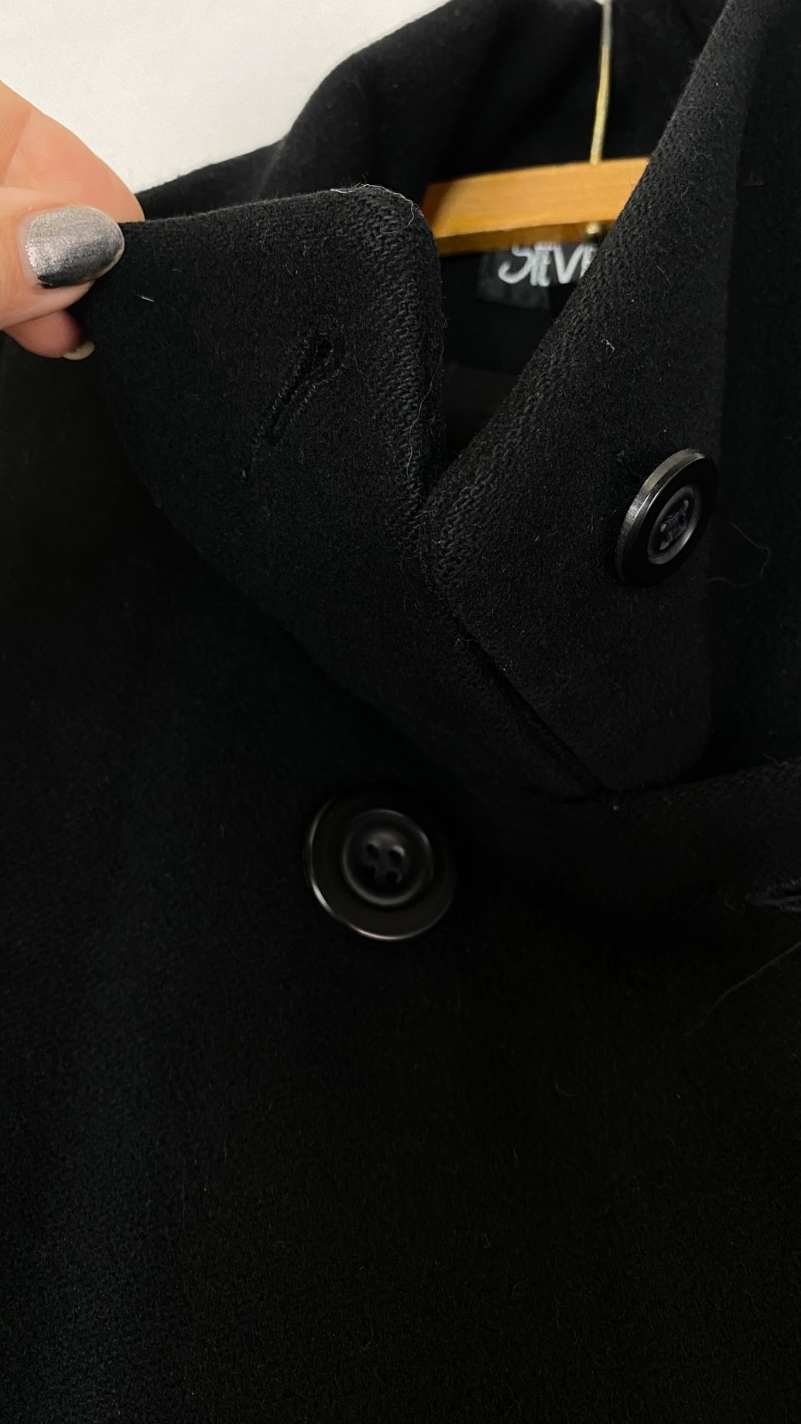 Vintage 1990s black cashmere trench coat long wool pea military maxi full M