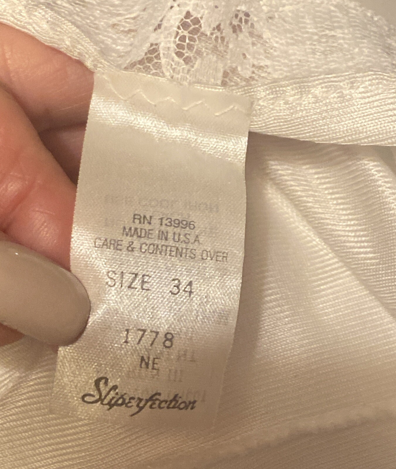 Vintage 1970’s SLIPERFECTION Lingerie Nightie Lace Dress Nylon Slip Bridal #0BS