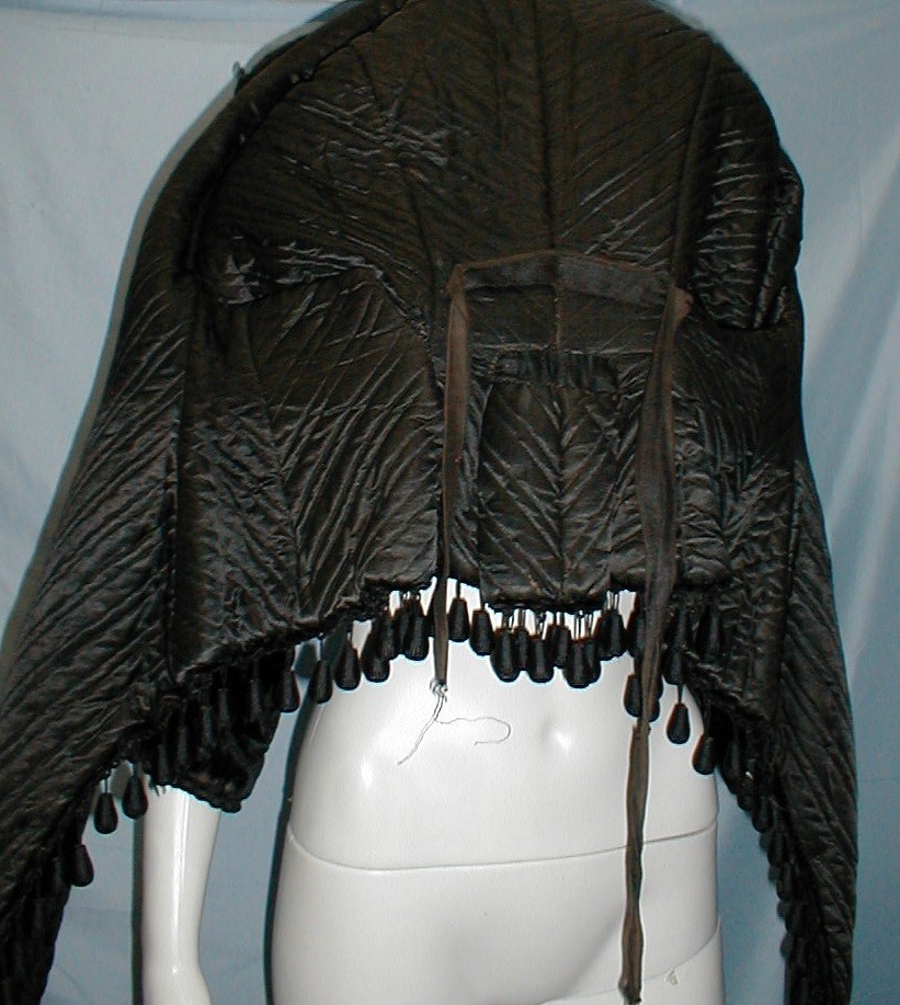 Plush Antique Dress Bustle Cape Victorian 1870 Black Velvet w/ Black Braiding