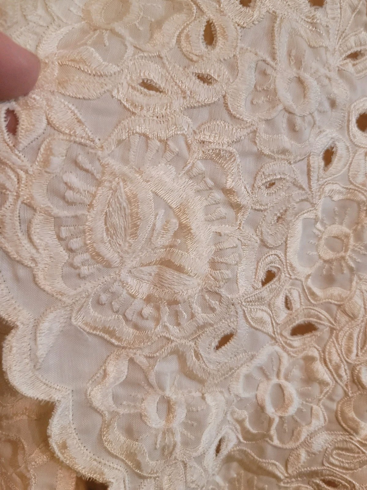 Vintage Caro of Honolulu Jacket Eyelet Embroidered Lace Open Front Ivory Size S