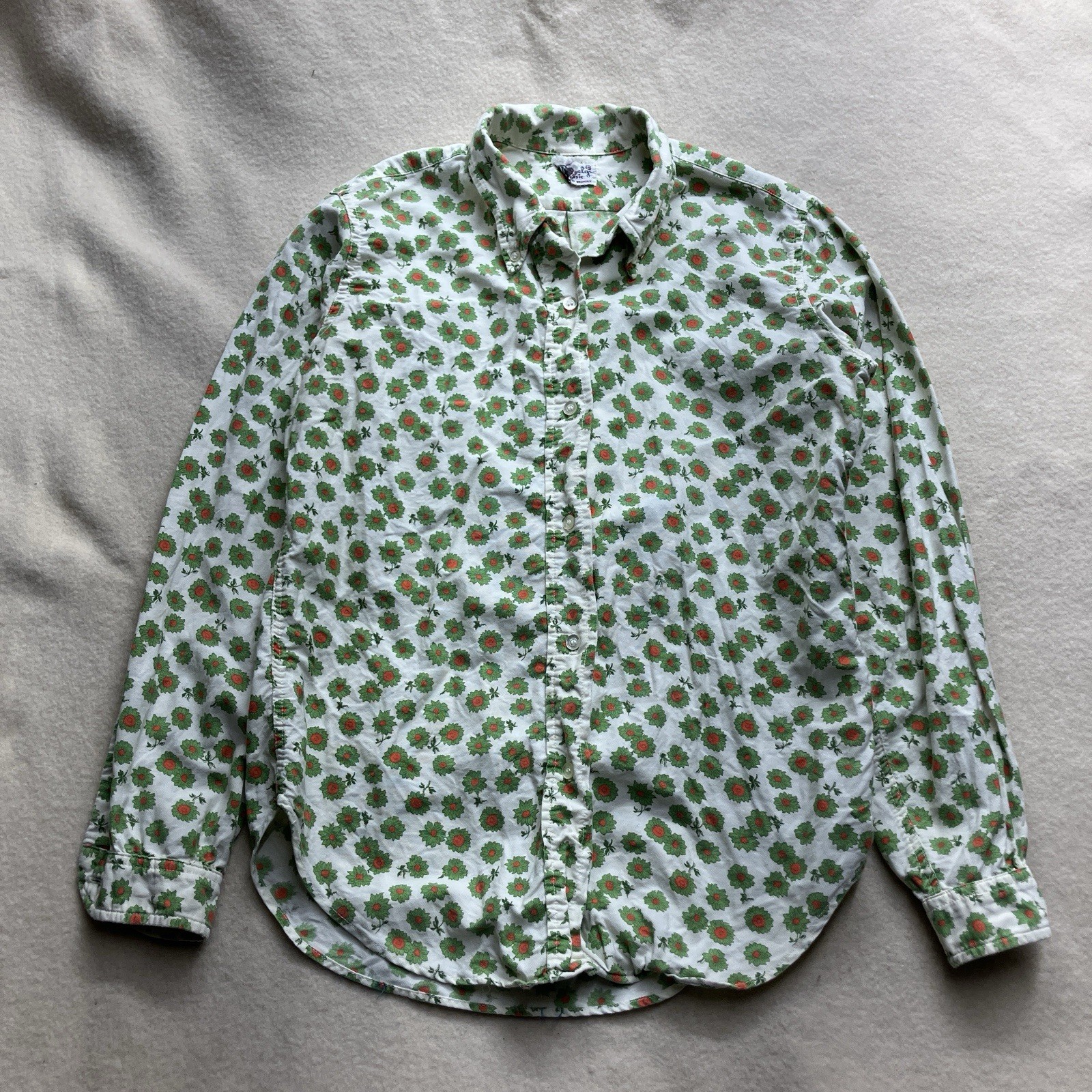 1960’s Shapely Classic Sunflower Floral Print Shirt Small 14