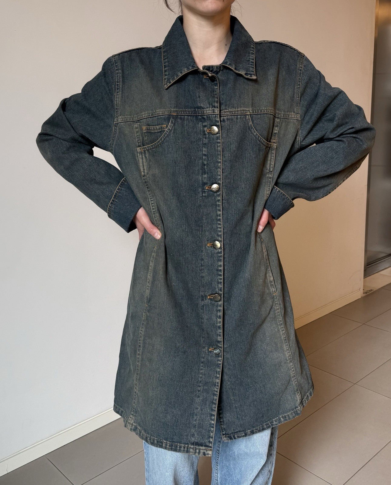 DDP Vintage 2000s Just Cavalli Womens Denim Long Jacket Washed y2k size 30/44