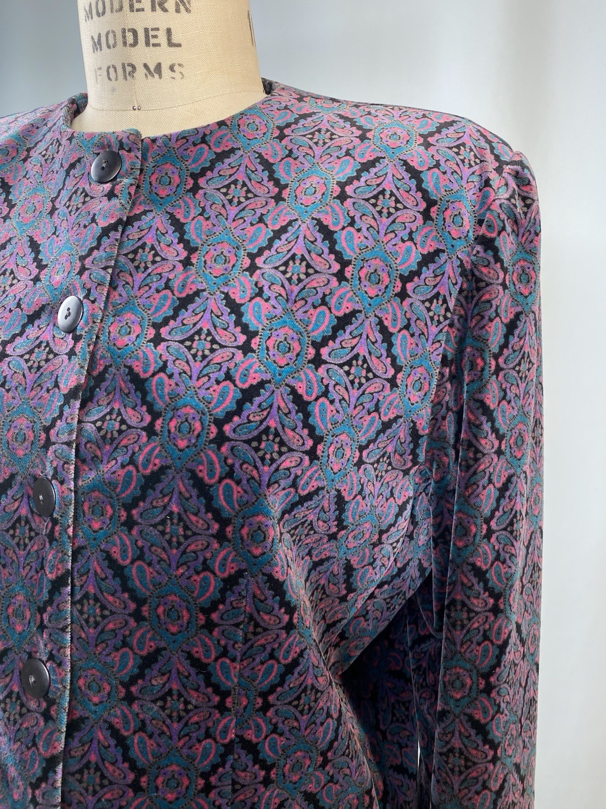 Vintage Velvet Jacket SIZE 12 LARGE L purple black high neck TALBOTS 90s Y2K
